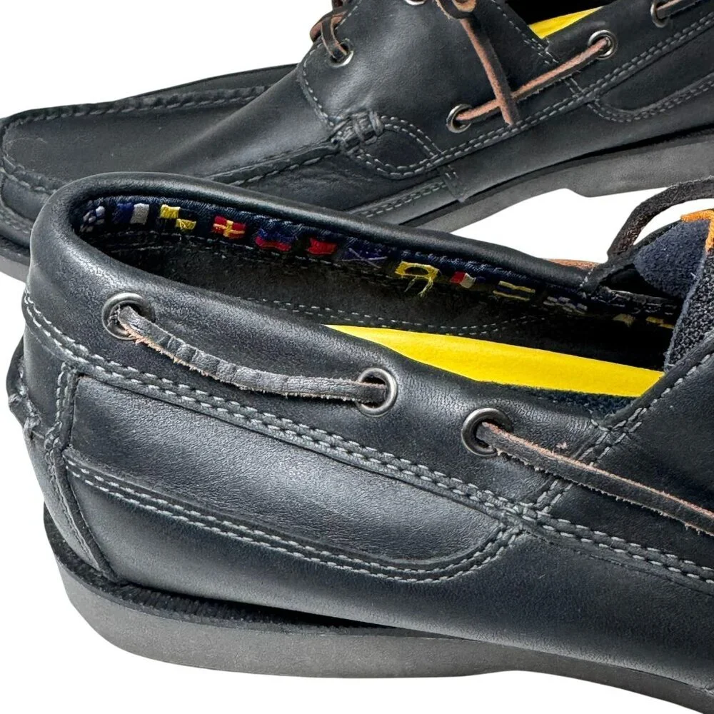 Timberland Kiawah Bay 2, 70527 Men's‎ Size 12 Black Leather Boat Shoes, NEW!